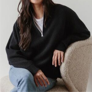 Cashmere Half Zip Size Medium Color Black